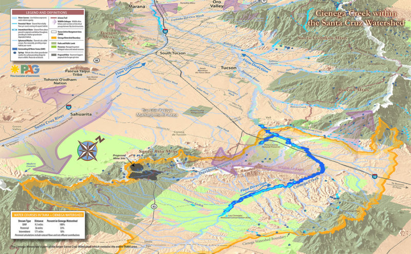 Map of Cienega Watershed within the Santa Cruz Watershed